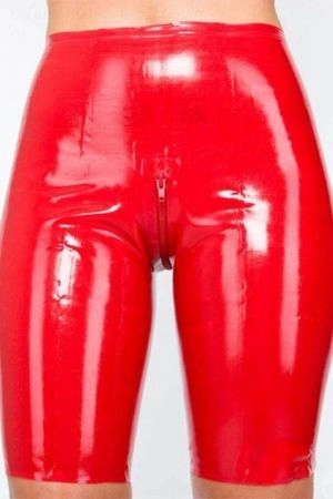 Latex Women's Shorts With Zipper, Thick Latex 1102Z-06