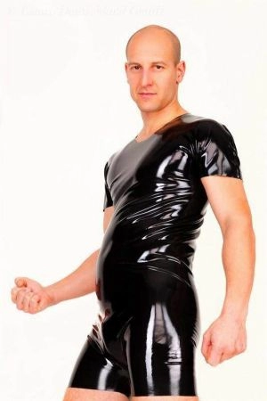 Latex Men's Bodysuit With Short Sleeves 3064