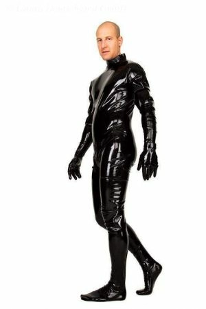 Latex Catsuit With Gloves, Socks And Back Zipper 3236