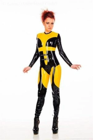 Latex Catsuit With Buckles 3342